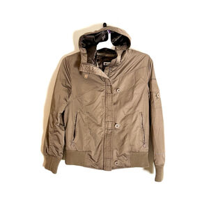 Women's Columbia Brown Bomber Jacket Lined Hooded Omni Shield size Large